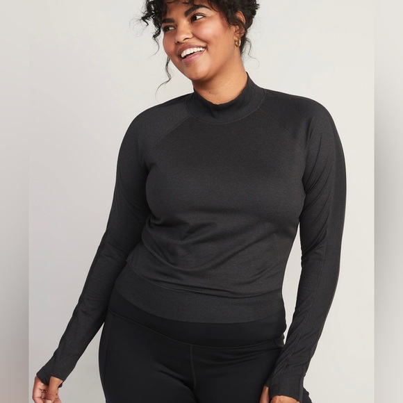 NWT Old Navy Active Cozecore workout top, heathered black, Sz. L - Picture 5 of 10